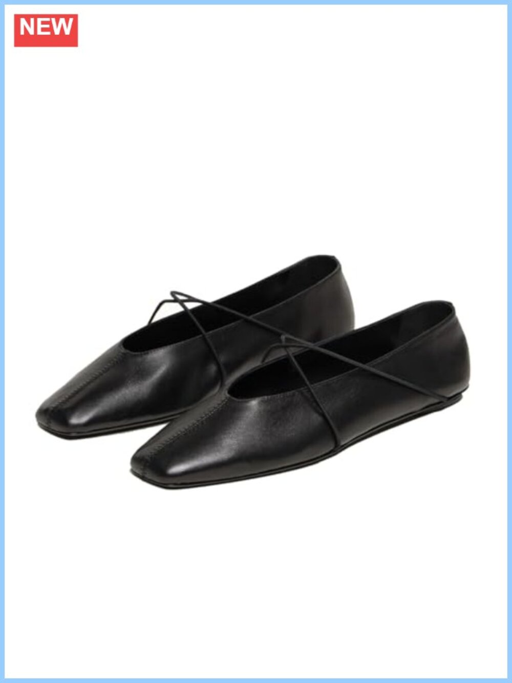 Faux Leather Square Toe Ballet Flats Criss Cross Mary Jane Slip On